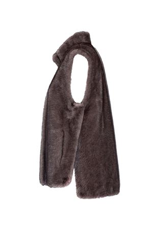 Grey faux fur sleeveless jacket LOU ANDREA | MK2588LUW5MATSILVERGREY